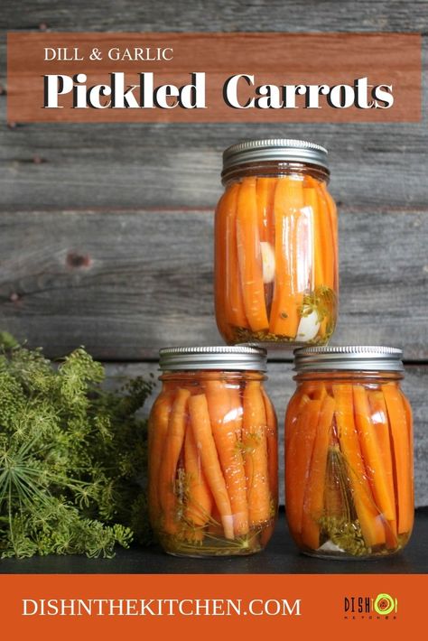 Carrots With Dill, Canning Carrots, Dill Carrots, Pickled Carrots Recipe, Edible Weeds, Holiday Cheese, Carrots Recipe, Pickled Carrots, Pickled Garlic