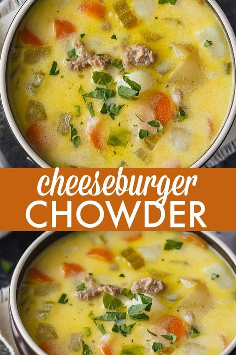 Cheeseburger Chowder Soup, Healthy Cheeseburger, Ground Beef Potatoes, Creamy Soups, Stews Recipes, Beef Potatoes, Cheese Burger Soup Recipes, Simply Stacie, Chowder Soup