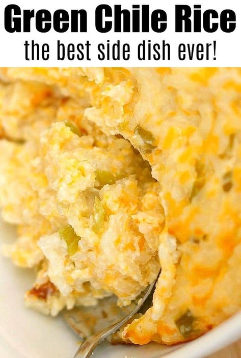 Green Chili Rice, Chile Casserole, Green Chile Rice, Rice Recipes Side, Rice Sides, Green Chile Recipes, Green Chili Recipes, Chili Rice, Rice Side Dish Recipes