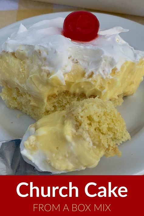 White Cake With Vanilla Pudding, Yellow Cake Mix Desserts, Pudding And Cream Cheese, Preacher Cake, Yellow Cake Mix Recipes, Easy Delicious Cakes, Pineapple Dessert, Turtle Brownies, Cake Mix Desserts