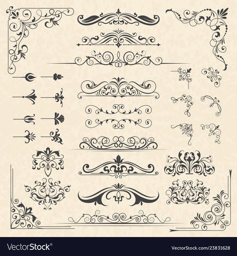 Calligraphy Borders, Victorian Fonts, Photography Names, Gothic Pattern, Victorian Frame, Victorian Pattern, Page Decoration, Baroque Ornament, Vintage Borders