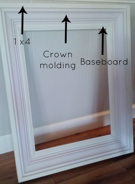 how to build a custom frame Crown Molding Picture Frame, How To Make A Frame For A Mirror, Crown Molding Frame, Diy Poster Frame, Diy Poster, Mirror Frame Diy, Hal Decor, Frame Diy, Tv Frame