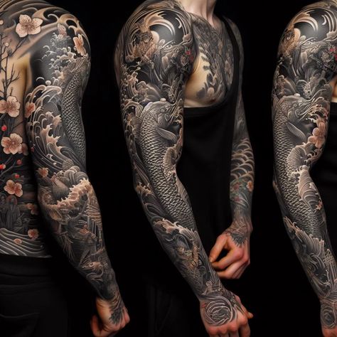 I will do a realistic japanese tattoo sleeve Realistic Japanese Tattoo Design, Realism Japanese Tattoo Sleeve, Realistic Japanese Tattoo, Japanese Realism Tattoo, Realism Sleeve Tattoo, Japanese Tattoo Sleeve, Tattoo Japanese, Realistic Tattoo Sleeve, Japan Tattoo Design