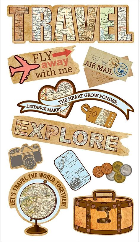 Stickers For Travel Journal, Travel Aesthetic Stickers Printable, Travel Aesthetic Scrapbook, Photo Album Stickers Printable, Cute Designs For Scrapbook, Traveling Stickers Printable, Suitcase Stickers Printable, Travelling Stickers Printable, Travel Stickers Aesthetic Vintage