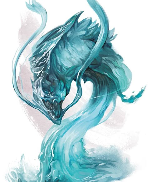 Stat Block, 5e Monsters, Water Elemental, Elemental Dragons, Beast Creature, Elemental Magic, Creature Artwork, Dnd Monsters, Fantasy Beasts