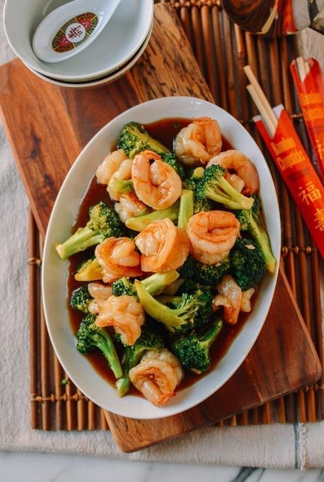 Blanching Broccoli, Chinese Shrimp Recipes, Shrimp With Lobster Sauce, Chinese Shrimp, Wok Of Life, Woks Of Life, The Woks Of Life, Shrimp And Broccoli, Takeout Food