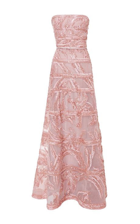 Blush Strapless Embroidered Gown by Elie Saab - Moda Operandi Gown Moda Operandi, Elie Saab Spring, Prom Dress Inspiration, Pink Gowns, Cute Prom Dresses, Glam Dresses, Gorgeous Gowns, Elie Saab, Event Dresses