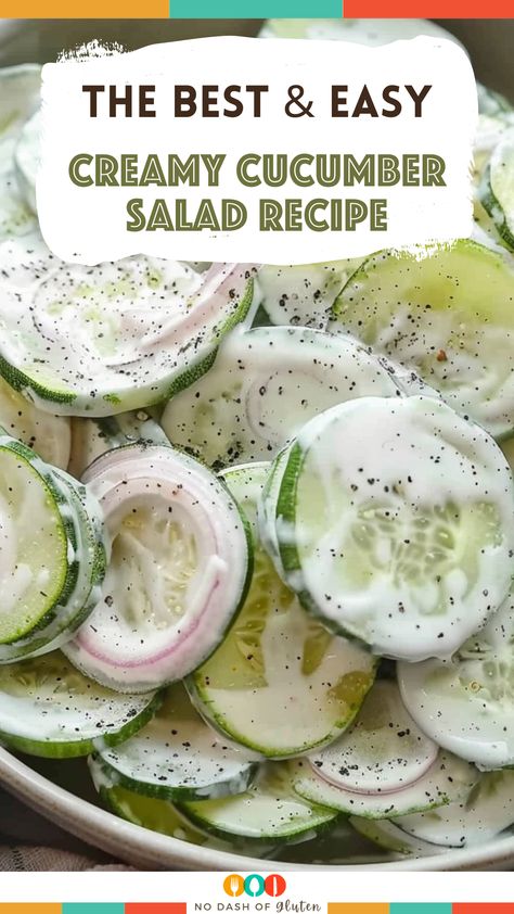 Easy Creamy Cucumber Salad Recipe 5star Recipes, Easy Creamy Cucumber Salad, Cucumber Dishes, Best Cucumber Salad, Creamy Dill Dressing, Sour Cream Dressing, Cucumber Salad Dressing, Best Spaghetti Recipe, Recipe Cucumber