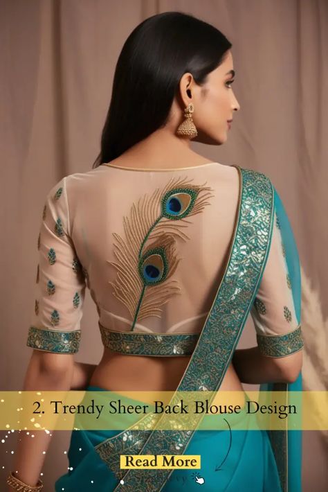 Trending Blouse Designs Blause Desine Latest Back Neck 2024, Simple Blouse Neck Designs, Blouse Designs Latest Back Side, Different Blouse Designs, Blause Desine Latest, Trending Blouse Designs, Peacock Blouse Designs, Handwork Design, Trending Blouse