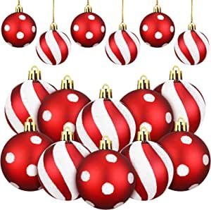 Stripe and pokadot christmas balls Peppermint Candy Ornaments, Xmas Tree Decor, Independence Day Decoration, Christmas Ball Ornaments, Peppermint Candy Cane, Candy Ornaments, Christmas Hanging Decorations, Christmas Hanging, White Ornaments