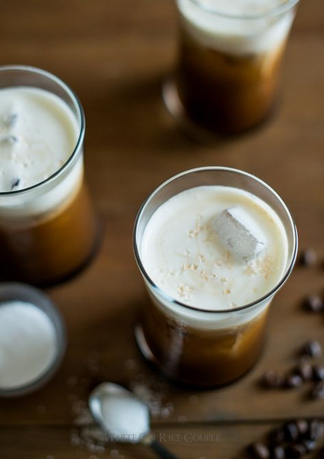 Addicting Sea Salt Iced Coffee with Sea Salt Cream Recipe on @whiteonrice Sea Salt Cream Recipe, Iced Coffee Recipe, Early Riser, Los Angeles Food, Cold Treats, Coffee Grinds, Coffee Cream, Ice Coffee Recipe, Coffee Recipe