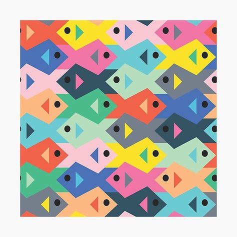 "Circus II" Photographic Print by elfina | Redbubble Fish Tessellation, Tessellation Art, Tessellation Patterns, Geometric Pattern Art, Buy Fish, Geometric Flower, Color Studies, Mid Century Modern Art, Diy Frame