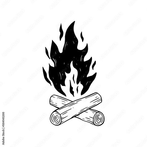 Summer Drawing Ideas, Fire Sketch, Fireplace Drawing, Summer Logo, Summer Drawings, Fire Drawing, Doodle Vector, Wood Burn Designs, Fire Tattoo