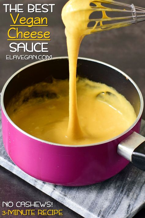 Vegan Cheese Sauce Nut Free, Easy Vegan Cheese Sauce, Easy Vegan Cheese, Vegan Cheese Sauce Recipe, Pizza Nachos, Best Vegan Cheese, Cheese Burgers, Nutritional Yeast Recipes, Vegan Queso