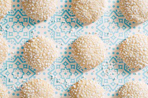 vanilla cookies covered in crunchy pearl sugar. Dot Cookies, Ginger Spice Cookies, King Arthur Flour Recipes, Hazelnut Meringue, Vanilla Sugar Cookies, Almond Cookie, Macadamia Nut Cookies, Pearl Sugar, Vanilla Sugar Cookie