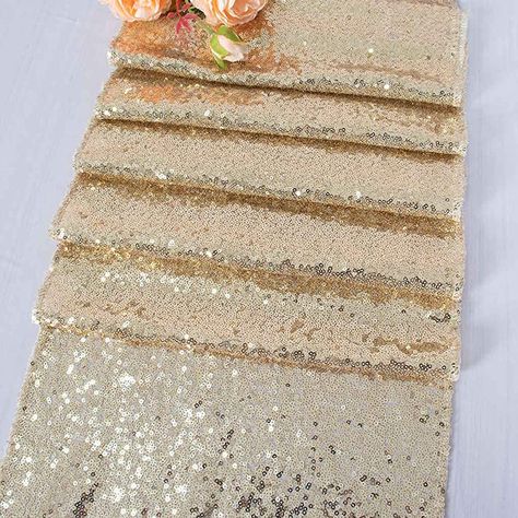 ShinyBeauty Sparkly Light Gold Sequin Table Runner For Wedding Coffee Table Runner Home Decor Glitter Table Runners for Birthday Events Decoration 30 x 180cm(Can Choose Your Color) : Amazon.co.uk: Home & Kitchen Sequin Wedding Decor, Sequin Cake, Gold Sequin Table Runner, Gold Runner, Table Runner For Wedding, Rose Gold Table, Glitter Table, Gold Table Runners, Coffee Table Runner