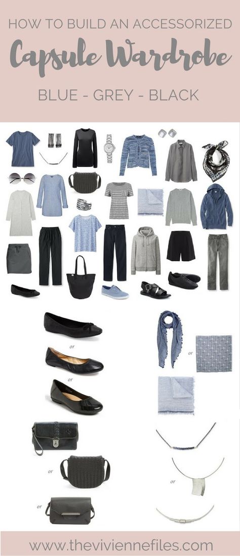 How to Build a Capsule Wardrobe with Accessories 1 at a Time: Blues, Grey and Black Hair Color Spring, Work Capsule Wardrobe, Minimalist Moda, Work Capsule, Mode Tips, Fashion Capsule Wardrobe, Minimalist Capsule Wardrobe, Wardrobe Planning, Spring Capsule Wardrobe