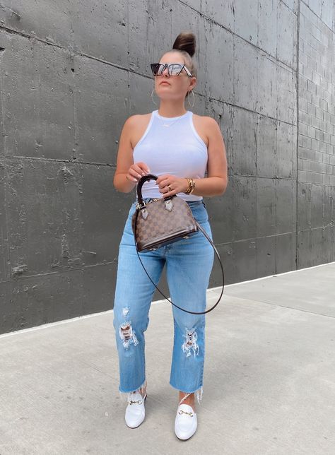 5 WAYS TO WEAR A BASIC WHITE TANK FOR SUMMER | THE RULE OF 5 Basic Tank Top Outfit, Tank Top Outfit Ideas, White Tank Top Outfit, Top Outfit Ideas, White Tops Outfit, Julia Marie, Everyday Outfits Summer, Tank Top Outfit, Atlanta Fashion