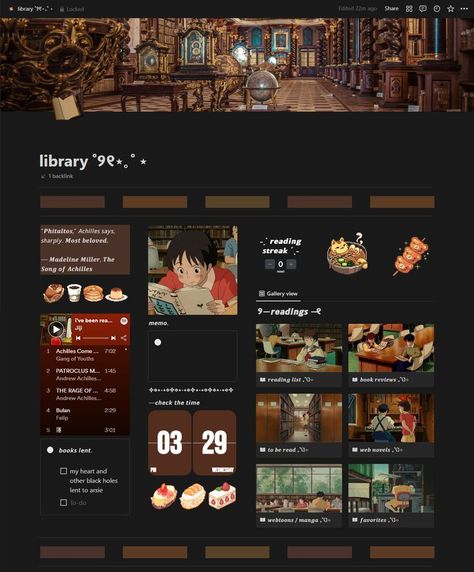 Notion Library, Studie Hacks, Templates Aesthetic, 포트폴리오 레이아웃, Desain Ui, Cocoppa Wallpaper, Theme Template, Notes Inspiration, Notion Template