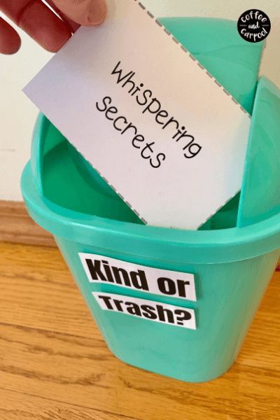 This Trash or Kindness Game is a great way to talk to kids about kindness and create more kind kids. Kindness activities for kids don't have to be boring. This is perfect curriculum for morning meetings or for family dinners because kindness is essential #kindnessactivities #kindnessactivitiesforkids #kindclassroom #sel #selcurriculum Kindness Sel Lessons, Hands On Sel Activities, Kind Words Activities For Kids, Kindness Group Activities, Kindness Kids Activities, Teaching Kindness In The Classroom, Social Emotional Games For Kids, Sel Morning Meeting Activities, Being Kind Activities For Kids