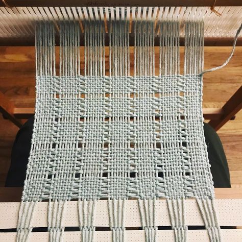 New scarf for Mom! Pale aqua Katia Pisco cotton/linen/acrylic yarn, so soft. Will be 7”x72”. #weaving #rigidheddleloom… Fiber Weaving, Weaving Patterns Loom, Rigid Heddle Weaving Patterns, Weaving Scarfs, Weaving Loom Diy, Weaving Loom Projects, Rigid Heddle Weaving, Heddle Loom, Weaving Loom