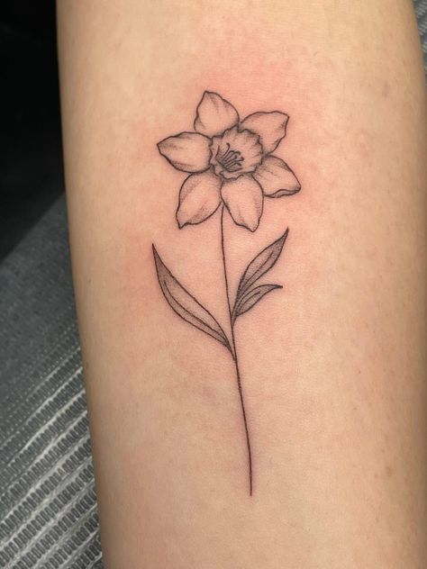 Tattoo ideas female Hand Tattoo | tattoo ideas by  Devon Ray Daffodil Name Stem Tattoo, Forearm Daffodil Tattoo, Dainty Daffodil Tattoo With Name, Daffodil With Bee Tattoo, Small Dafodill Tattoo, Lilly And Daffodil Tattoo, Daffodil Tattoo Birth Flower, Daffodil Tattoo Leg, Tattoo Ideas Female Daffodil