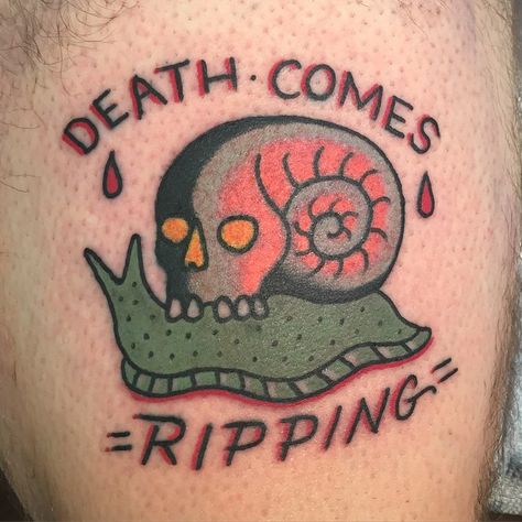 Comical Tattoos, Weird Traditional Tattoo, American Traditional Filler Tattoo, Snail Tattoo, Ram Tattoo, Bug Tattoo, Old School Tattoo Designs, Traditional Tattoo Art, Halloween Tattoos