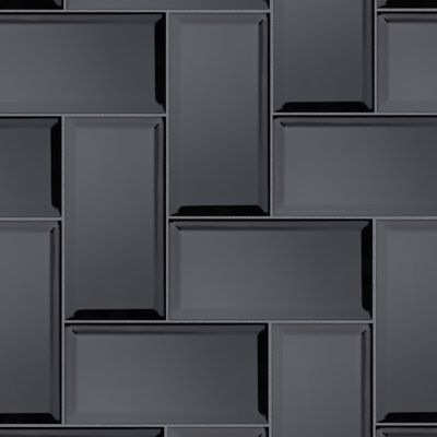 Black Tile Bathrooms, Black Subway Tiles, Beveled Subway Tile, Unique Kitchen Backsplash, Elegant Living Room Decor, Subway Tile Kitchen, Glass Tile Backsplash, Ceramic Subway Tile, Merola Tile