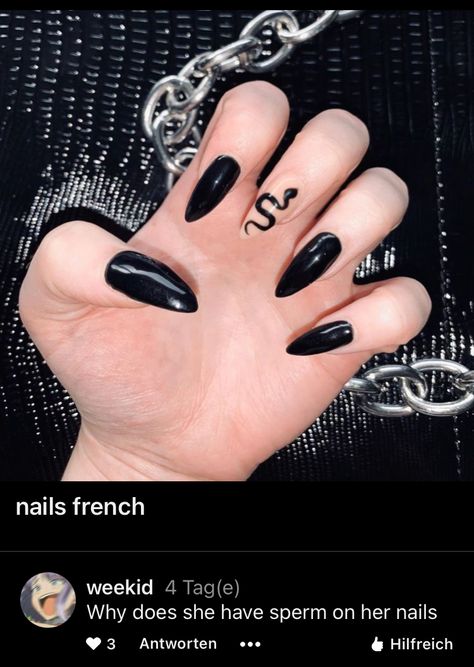 Grunge Black Nails, Black Nails Aesthetic, Snake Nails, Black Acrylic Nails, Goth Nails, Edgy Nails, Nails Aesthetic, Grunge Nails, Minimal Nails