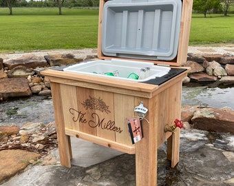 Backyard Cooler, Personalized Cooler, Wedding Coolers, Wood Cooler, Cooler Stand, Patio Cooler, Custom Cooler, Outdoor Cooler, Ice Chest Cooler