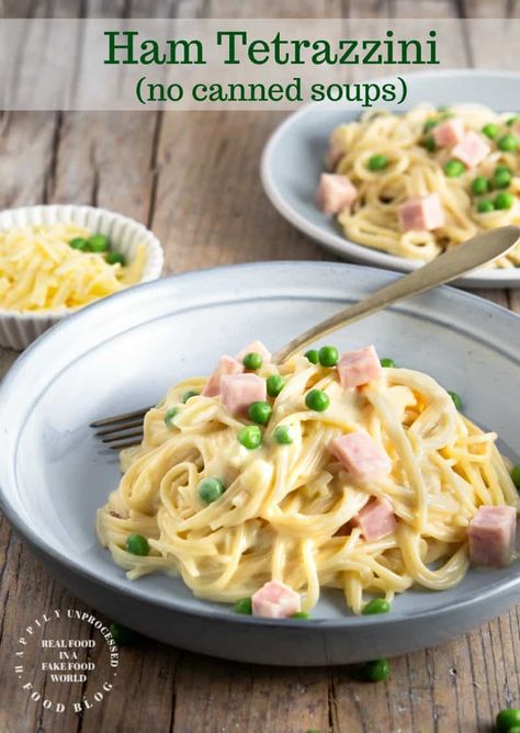 Ham Tetrazzini Recipe, Ham Tetrazzini, Ham Peas And Pasta, Ham And Peas, Ham Pasta, Turkey Tetrazzini, Creamy Cheese Sauce, Ham Casserole, Garlic Cream Sauce