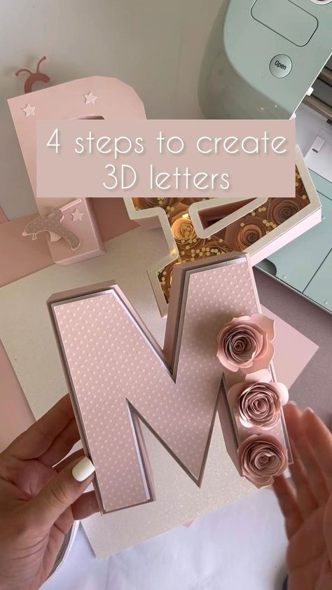 4 steps to make 3D letters in 2022 | Cricut projects, Cricut craft room, Diy cricut Alphabet 3d, Vinyle Cricut, Idee Cricut, Cricut Explore Projects, Projets Cricut, Cricut Projects Beginner, Diy Paper Crafts Decoration, Diy Crafts Paper Flowers, Diy Crafts Room Decor