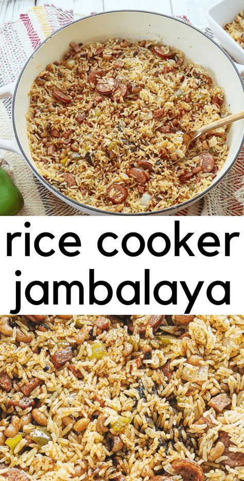 Jumbeliah Recipes, Rice Cooker Recipes Healthy, Rice Cooker Chicken, Sausage Jambalaya Recipe, Jambalaya Rice, Zojirushi Rice Cooker, Aroma Rice Cooker, Cajun Jambalaya, Chicken And Sausage Jambalaya