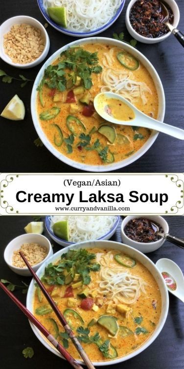 Vegetarian Laksa, Laksa Soup, Comfort Soups, Vegetarian Asian, Asian Soup Recipes, Vegan Asian Recipes, Veg Soup, Vegetarian Soup Recipes, Soup Vegan