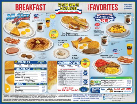 description Waffle House Menu Prices, Waffle House Menu, Hashbrown Waffles, Georgia Trip, Cheese Waffles, Bacon Lover, Breakfast Waffles, Waffle House, Biscuits And Gravy