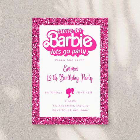 Barbie Card, Barbie Birthday Invitations, Barbie Invitations, Happy Birthday Invitation Card, Happy Birthday Wishes Pics, 2023 Barbie, Barbie Party Decorations, Birthday Wishes Pics, Barbie Theme Party