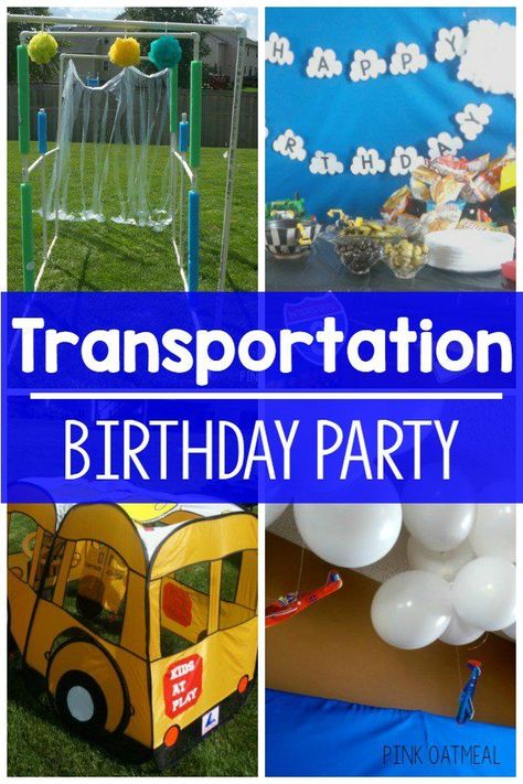 Transportation Birthday Party. Fun outdoor ideas for a transportation themed… Transportation Party Ideas, Things That Go Birthday Party, Transportation Theme Birthday Party, Transportation Birthday Party Ideas, Transportation Theme Birthday, Cars And Trucks Birthday Party, Transportation Birthday Theme, Transport Party, Birthday Decorations Ideas