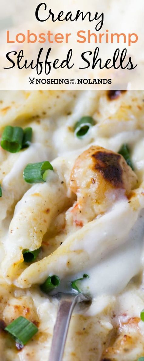 Creamy Lobster Shrimp Stuffed Shells Shrimp Stuffed Shells, Seafood Stuffed Shells, Shells Stuffed, Chicken Stuffed Shells, Shrimp Stuffed, Shells Recipe, Stuffed Shells Recipe, Lobster Recipes, Romantic Dinner Recipes