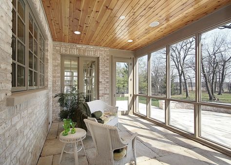 Sunroom Decorating and Design Ideas. Get inspired with clever layout and pretty fabrics, furniture, and accents to transform your sunroom into the most-used room in your house.  Tags: sunroom design ideas, sunroom furniture, floor to ceiling windows Pergola Vines, Cozy Sunroom Ideas, Enclosed Patio Ideas, Back Porch Designs, Small Sunroom, Patio Furniture Layout, Small Patio Furniture, Enclosed Porch, Sunroom Furniture