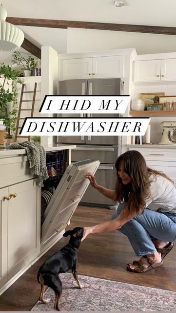 Built In Dishwasher Cabinet Diy, Cover Dishwasher Panel, How To Hide Dishwasher, Dishwasher Makeover Diy, Diy Hidden Fridge Cabinet, Diy Built In Dishwasher, Dishwasher Update Diy, Dishwasher Cabinet Cover, Stove Next To Dishwasher