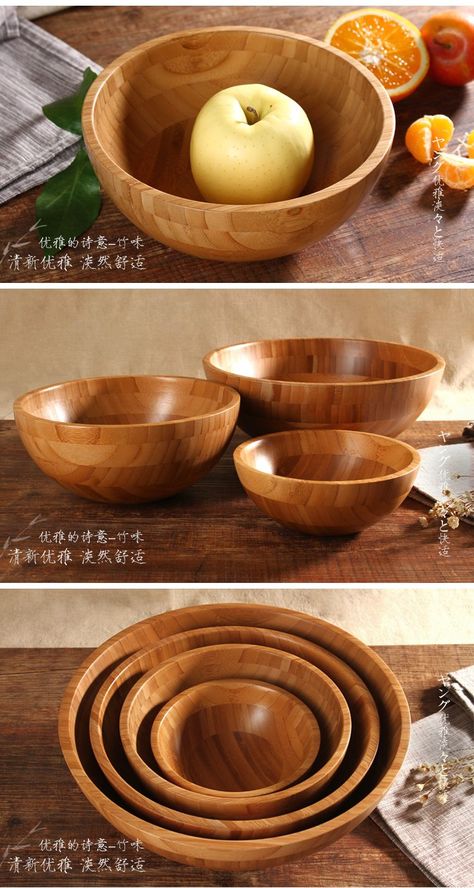 Bamboo Kitchen Accessories, Bamboo Bowls, Bamboo Kitchen Utensils, Kitchen Essentials List, Wooden Containers, Wood Plates, Wood Dishes, Wood Salad Bowls, Wooden Dishes