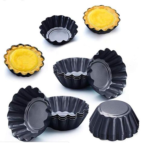 dgaf&bae 12 x tartlets, tartelette moulds, 6.5 cm, mini tart mould, carbon steel, egg cake mould, black: Amazon.de: Küche & Haushalt Mini Tart Pans, Mini Cake Pans, Pancake Pan, Tart Molds, Torte Cupcake, Pudding Mold, Cupcake Mold, Tart Baking, Silicone Molds Baking