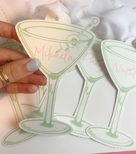 Martinis and Bikinis, Bridesmaids Tags, Bridesmaids Proposals, Bachelorette Tags, Gift Tag, Martini, Bachelorette Proposal, Name Tag - Etsy Bikinis And Martinis Bach, Green Themed Bachelorette Party, Bikinis And Martinis Bach Party Decor, Martini Bridal Shower Ideas, Martinis And Matrimony Bachelorette, Martini Bachelorette Party Theme, Bachelorette Bridesmaid Gifts, Green Bachelorette Theme, Mountains And Martinis Bachelorette