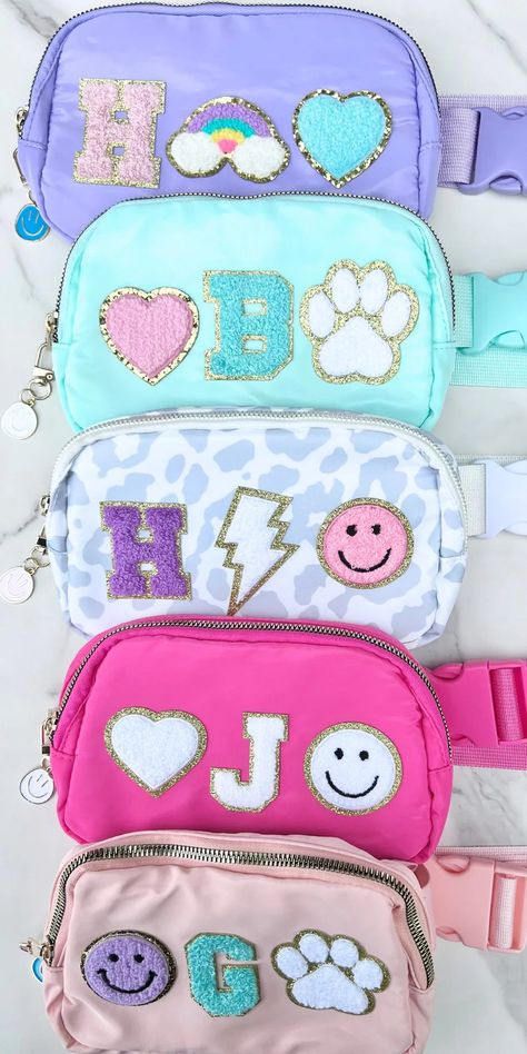 Personalized Belt Bag Girl Birthday Gift Custom Fanny Pack Gift for Girl Toddler Purse Christmas Present Tween Customized Letter Patch Bag - Etsy Philippines Iron On Patches Ideas Bags, Patch Party Birthday, Preppy Party Ideas, Personalized Toddler Gifts, Belt Bag Diy, 10 Christmas Gift Ideas, Patch Party, Birthday Sleepover Ideas, Patch Bag