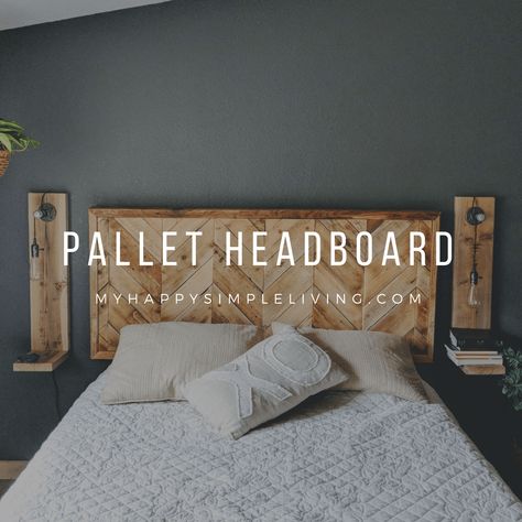 Pallet headboard diy. Herringbone diy pallet headboard tutorial. Build your own rustic headboard using pallets. Budget friendly home decor. Palette Headboard, Diy Headboard Wooden, Pallet Headboard Diy, Headboard Tutorial, Headboard Diy, Head Boards, Diy Pallet Bed, Pallet Headboard, Rustic Headboard