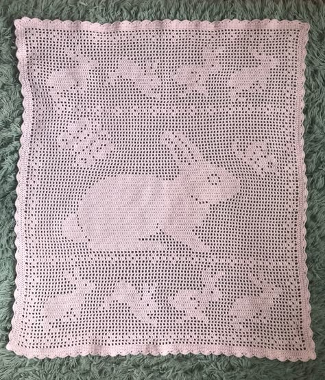 Ravelry: Bunny Baby Blanket Filet Graph by Claire Musson Bunny Baby Blanket, Crochet It, Bruges Lace, Crochet Bunny Pattern, 4 Ply Yarn, Bunny Art, Baby Yarn, Crochet Bunny, Baby Bunnies