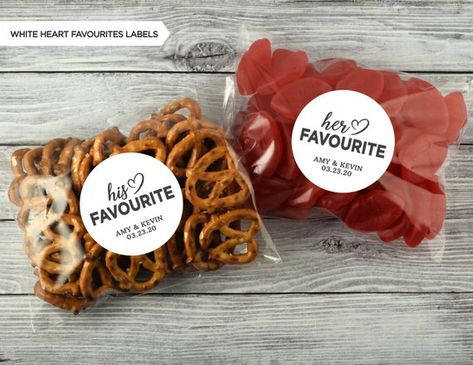 His Favourite & Her Favourite Favour Label Wedding Favours | Etsy Small Jam Jars, Wedding Snacks, Candy Wedding Favors, Welcome Bag, Wedding Favors Fall, Favor Labels, Future Wedding Plans, Wedding Candy, Cute Wedding Ideas