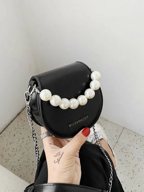 Stylish School Bags, Aesthetic Bags, Collage Techniques, Girly Bags, Pearl Decor, Unique Purses, Stylish Handbags, Trendy Handbags, Luxury Purses