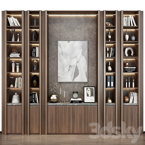 Furniture composition 537 - Wardrobe & Display cabinets - 3D Models Display Cabinet Design Living Rooms, Wall Shelves Design Office, Display Shelf Design Modern, Luxury Display Cabinet Design, Display Cabinet Design Modern, Book Cabinet Design, Display Shelves Design, Bedroom Display Cabinet, Shelf Design Modern