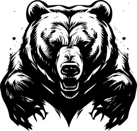 Vector grizzly bear icon silhouette logo | Premium Vector #Freepik #vector #bear-silhouette #wildlife-logo #bear #landscape-silhouette Grisley Bear, Grizzly Bear Silhouette, Wildlife Logo, Bear Landscape, Black Bear Tattoo, Bear Paw Tattoos, Patches Ideas, Bear Logo Design, Bear Icon